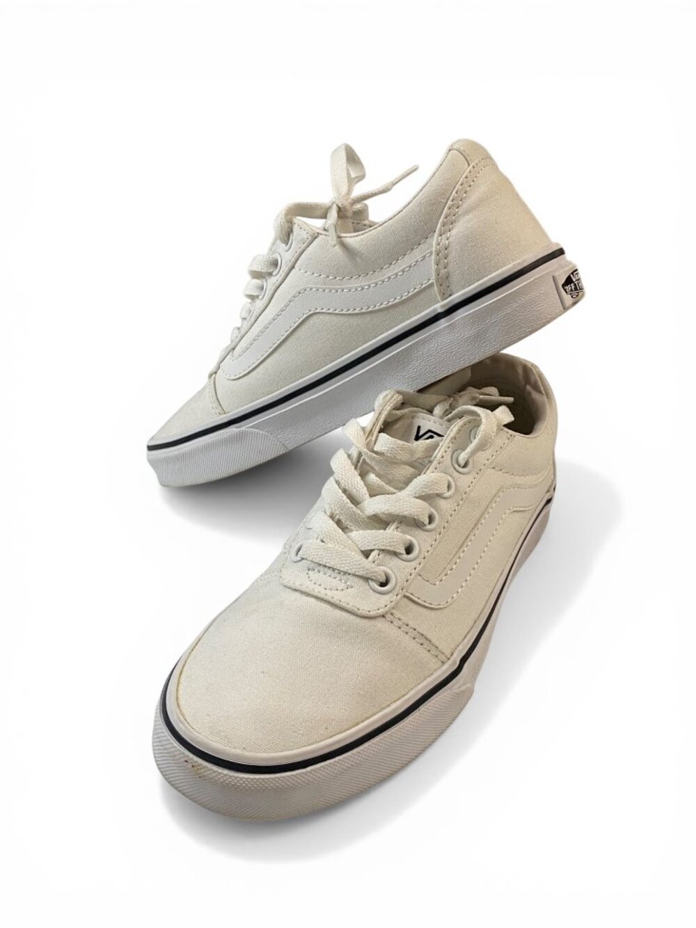 Vans Old Skool White Canvas Sneakers Womens 6 Off White Low Top Casual - Picture 12 of 14